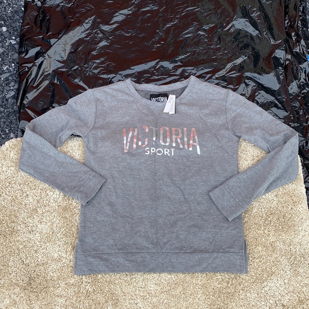 Victoria Sport Gray Logo Sweatshirt Athletic Pullover Crewneck SIZE S